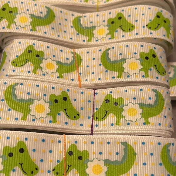 Grosgrain Ribbon 7/8” 5 yards 5/$20 Daisy daisies flower alligator crocodile NEW - Picture 3 of 5